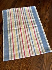 Vintage Linen Kitchen Toweling Towel Fabric Red Blue Yellow Stripes 16x182 5 Yrd picture