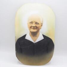 Antique Handcolored Photograph Old Woman Oval from Bubble Frame 9-1/2