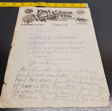 1913 King Seed & Implement Corp. letter-Vegetable & Flower Seed - Richmond VA picture