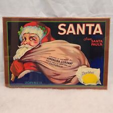 Vintage SANTA Crate Label 1928 SUNKIST Limoneira Co LITHOGRAPH Santa Paula CA picture