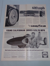 2 World Speed Record Ads Shell & Good/Year 1964/66 Craig Breedlove picture