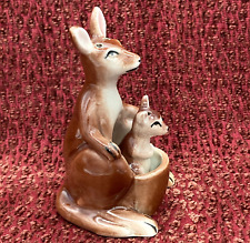 Vintage Kangaroo Figurine Mother And Baby Joey In Pouch Salt And Pepper Shakers picture