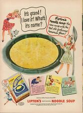 1943 Lipton's Noodle Soup Lunch Food Vintage Old Print Ad Old Fashion Flavor picture
