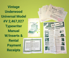 Vintage UNDERWOOD TYPEWRITER 1954 Manual W/Inserts & Rental Payment Receipts picture