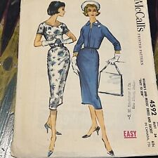 Vintage 1960s McCalls 4592 MCM Dress + Jacket Sewing Pattern 14 Bust 34 XS CUT picture