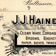 1896 Letterhead Billhead J.J. Haines Twines Flasks Baltimore Ephraim Baker*  picture