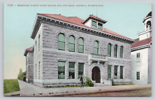 Thurston Co. Courthouse City Hall, Olympia WA,  Postcard, Couple Talking Window picture