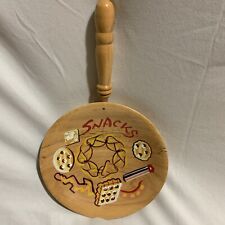 Vintage Mid Century Wooden Hanging  Handled Snack Bowl Painted Nevco Japan picture