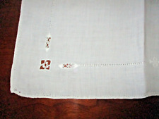 Antique wt. Madiera linen with cutwork/lace trim tablecloth 32