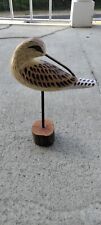 Vintage Unbranded Hand Painted Hand Carved Wood ShoreBird Figurine Wood Base, PO picture