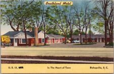 Bishopville, South Carolina Postcard SOUTHLAND MOTEL Highway 15 Roadside Linen picture