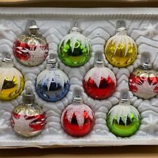 Vintage Liberty Bell Hand Painted Glass Christmas Ornaments - Set of 10 in Box picture