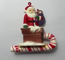 Vintage santa Christmas Ornament Made In Hong Kong Chimney Candy Cane Rare picture