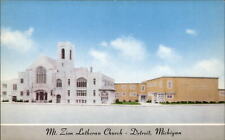 Mt Zion Evangelical Lutheran Church Detroit Michigan  1950s-60s vintage postcard picture