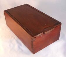 Antique Yellow Pine Wooden Primitive Candle Box with Slide Lid Red Wash Finish picture