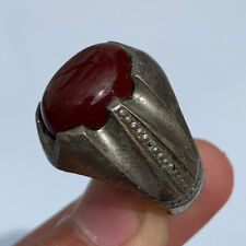 EXTREMELY VERY RARE ANCIENT SILVER ROMAN RING BROWN STONE OLD ARTIFACT AUTHENTIC picture