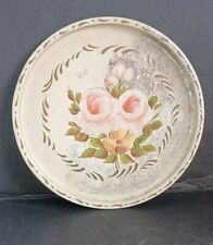 Vintage  E.T. Nash Co. Metal Tray  Floral Print  Large Round Serving Tray picture