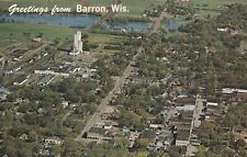 Bird's Eye View Barron Wisconsin Postcard 1960's picture