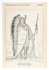 1885 Sioux Indian Chief Engraving Black Rock George Catlin Native American picture