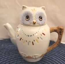 Vintage Pristine 1950's Owl Demitasse Ceramic Glazed Teapot 5