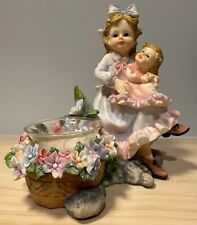 Montefiori Collection Italy Girls Basket/Floral Garden Country Farm W/ Candle picture