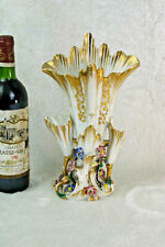 Antique French vieux paris porcelain cornet Vase relief floral decor  picture
