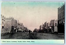 Little Falls Minnesota Postcard First Street Looking North Scene Buildings 1910 picture