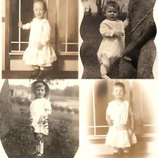 x4 LOT c1910s Toddler Portrait RPPC Cute Young Children Real Photo Boy Girl A175 picture