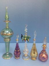 New Set of 5 Egyptian Perfume Bottles Pyrex Glass ( 5,6,8,6,9 inches) picture