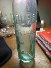RARE ANTIQUE EMBOSSED INDIANAPOLIS AQUOS BEVERAGES GINGER ALE TINTED BOTTLE  picture
