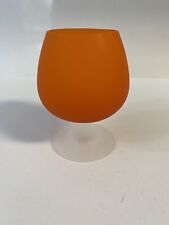 Vintage Orange Frosted Brandy Snifter Beautiful Vibrant Color Clear Frosted Base picture