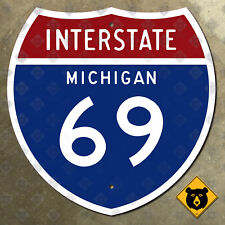 Michigan Interstate route 69 highway marker road sign Lansing Flint 1957 12x12 picture