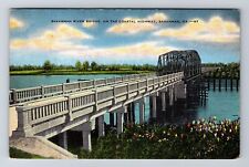 Savannah GA-Georgia, Savannah River Bridge, Highway, Vintage c1949 Postcard picture