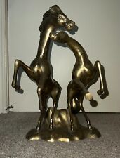Vintage Large Solid Brass Stallion Horses Statue picture