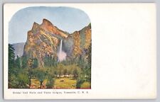 Postcard Bridal Veil Falls and Three Graces Yosemite USA JF1.77 picture