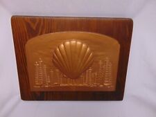 Vintage Shell oil / Gas copper plaque w/ logo & Oil rigs design 10