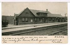 1906 PMC - THE UNION DEPOT, PM, GIG FOUR, MC Benton Harbor, MI Train Postcard picture