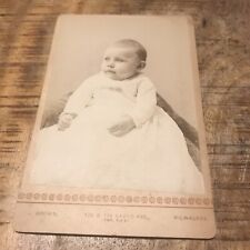VTG RARE CIRCA 1890s CABINET CARD HALLOCK BABY IN WHITE DRESS Milwaukee Wisc. picture