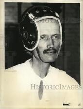 1937 Press Photo Dr. Jean Piccard, Stratosphere Scientist Wears Football Helmet picture