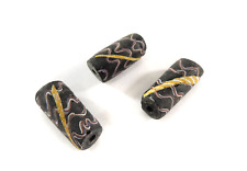 3 Black Striped Venetian Trade Beads Loose picture