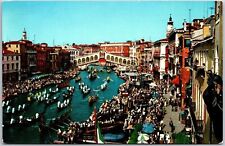 Historical Regatta Venezia Italy Boating Race Canal Crowd Watching Postcard picture