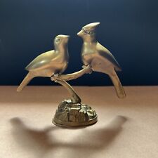 Leonard Modern Solid Brass Two Birds On Branch Sculpture Figurine Art Decor 6.5