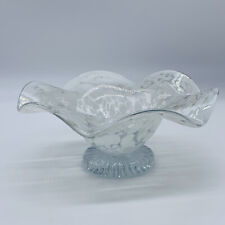 Vintage Studio Art Glass White Centerpiece Bowl Dish Footed Bowl 4”T 8”W picture