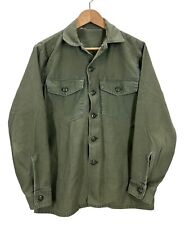 Vintage 1972 US Military Green Cotton Sateen Utility Combat Shirt Fits M/L picture