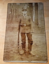 Postcard German Soldier With Rifle Feldpost Berlin 1914 picture