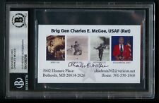 Charles McGee signed autograph auto Aircraf Pilot WWII Business Card BAS Slabbed picture