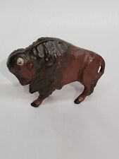 ANTIQUE BUFFALO Vintage Cast Iron Bison Coin Bank Black/Brown Painted 4.5
