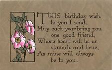 Postcard C-1910 Arts & Crafts saying birthday flowers Howe 24-5955 picture