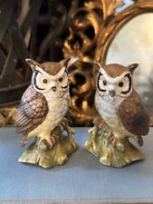 Set Of 2 Lefton China Porcelain Hand Painted Owl Figurines  Japan Vintage picture