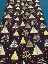 REVERSIBLE DOUBLE SIDED CHRISTMAS TABLE RUNNER BLACK NEON GREEN TREES Snowflakes picture